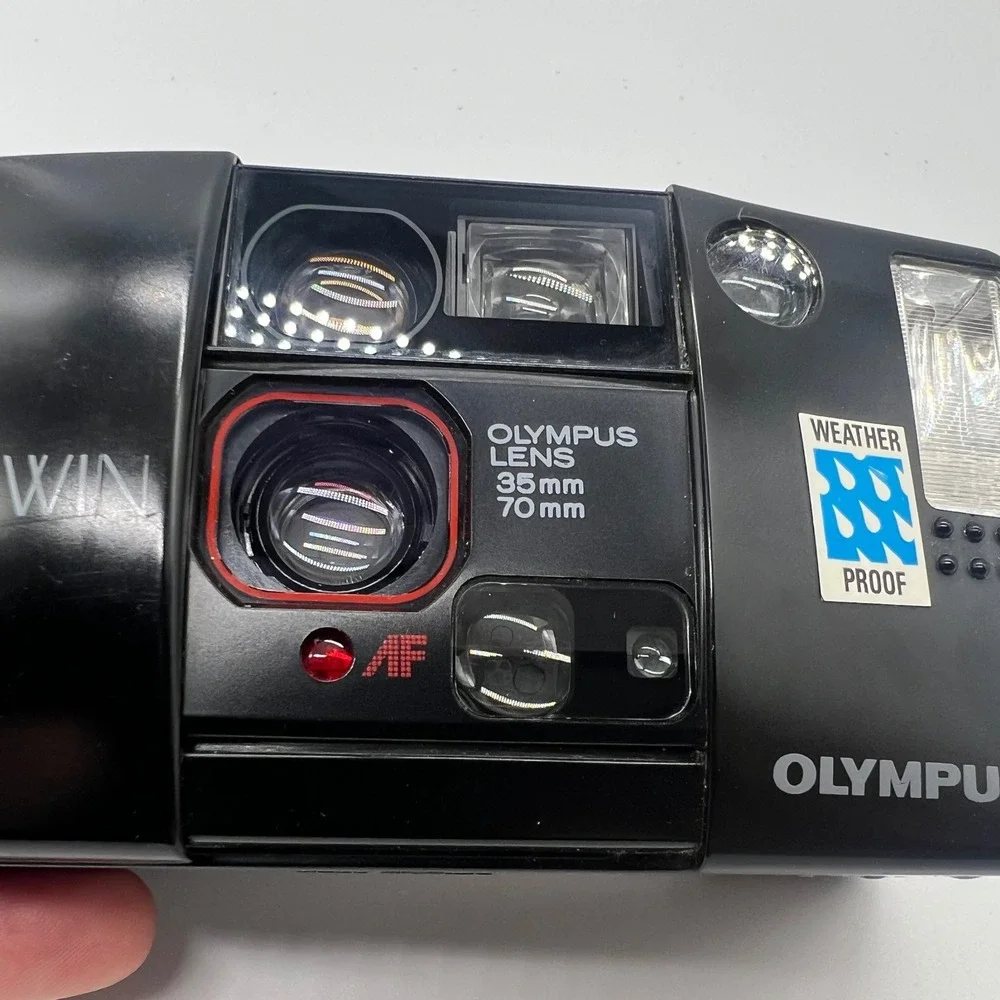 Olympus Infinity Twin Weatherproof 35mm Film Camera Dual Lens 35mm 70mm Black
